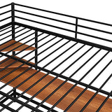 Bellemave Full Size Loft Bed with Desk and 2 Shelves, Metal Full loft bedframe with Storage Shelves, Black Bellemave