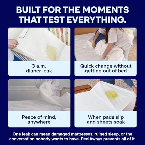 PEELAWAYS Waterproof Disposable Bed Sheets – for Use in Home Mattresses, Hospital Beds, Massage Tables, Hotels, and Campers – Comes with 5 Quick and Easy Peel Away Layers for Your Use PEELAWAYS