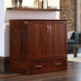 AFI, Southampton Murphy Bed Chest Twin XL with 6" Mattress, Storage Drawer & Built-in USB Charger, Walnut AFI