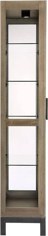 Howard Miller Hurwicz Curio Cabinet II, Lockable Storage Cabinets for Collectibles, Decorative Items, Living Room, Home Decor Or Office with Grey Finish, Light Glass Shelves Floor Mount Howard Miller