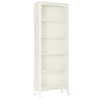 Kadigo 5-Shelf Tall Bookcase - Beige Wooden Storage Display for Home Office and Living Spaces - WoodArtSupply