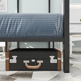 YITAHOME Canopy Bed Frame Queen Size Metal Four Posters 14 Inch Platform with Built-in Headboard Strong Metal Slat Mattress Support, No Box Spring Needed, Black