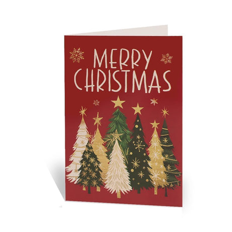 GEEORY Boxed Christmas Tree Cards,4" x 6",Red and Gold Snowflake Holiday Greeting Cards (24 Cards with Envelopes) GEEORY