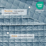 BEDELITE Velvet Quilt Set King Size - Luxury Velvet Comforter Bedding Set 3 Pieces, Soft Cozy Shiny Dusty Blue Oversized Bedspread Coverlet for All Seasons with 2 Pillow Shams BEDELITE