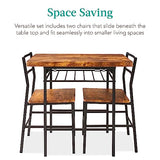 Best Choice Products 3-Piece Modern Dining Set, Space Saving Dinette for Kitchen, Dining Room, Small Space w/Steel Frame, Built-in Storage Rack - Medium Brown/Black Best Choice Products