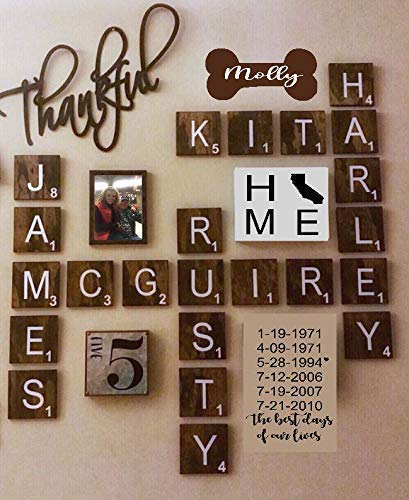 Scrabble 4 x 4 Tiles, Wooden Wall Ready to Hang Tiles, Wall Decor, Farmhouse Style, Scrabble Pieces, Personalized Sign, Wooden Letters Generic