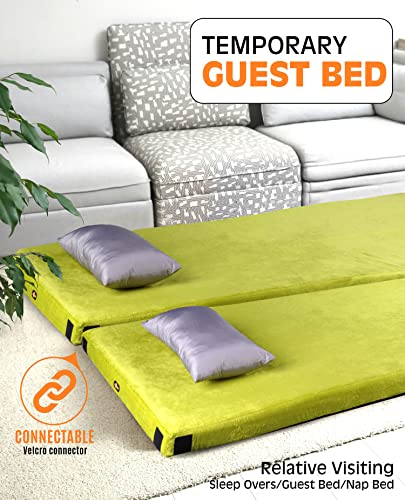 Gaialoop 3 Inch Memory Foam Camping Mattress, Dual Layer Thick Sleeping Camp Pad for Car Tent Cot, Roll-Up Portable Glamping Floor Bed for Guests Sleepover[Cot: 72 * 24 * 3"] Gaialoop