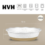 HVH 10 inch Pie Pan for Baking, Ceramic Pie Dish, Deep Dish Pie Plate for Dessert Kitchen, Deep Dish Pie Pan with Fluted Edge, Set of 2, Farmhouse Style (White) HVH