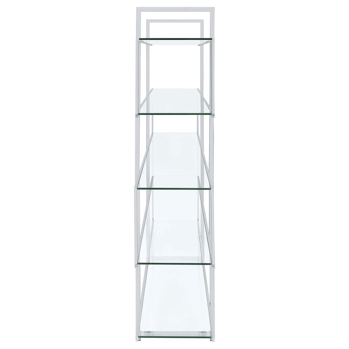 Coaster Home Furnishings Contemporary Zig Zag Chrome Bookcase with Clear Glass Shelves