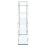 Coaster Home Furnishings Contemporary Zig Zag Chrome Bookcase with Clear Glass Shelves Coaster Home Furnishings