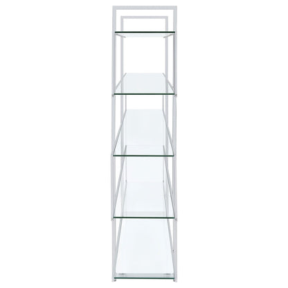 Coaster Home Furnishings Contemporary Zig Zag Chrome Bookcase with Clear Glass Shelves