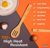 Neet Wooden Spoons For Cooking 6 Piece Organic Bamboo Utensil Set With Holder Wood Kitchen Utensils Spatula Spoon For High Heat Stirring In Nonstick Pots & Pans Quality Gift & Everyday Use NEET