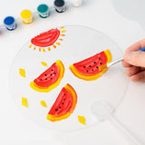 GSHLLO 10 Pcs Plastic Round Handheld Fan Blank Hand Craft Fans Clear Sublimation Fans Handheld Painting Crafting Fans Chinese Style Hand Fans for DIY Crafts GSHLLO