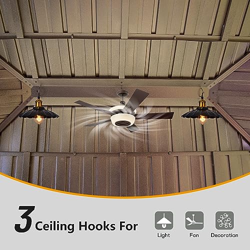 12' x 16' Hardtop Gazebo Outdoor Aluminum Gazebos Grill with Galvanized Steel Double Canopy for Patios Deck Backyard,Curtains&Netting by domi outdoor living Brown domi outdoor living