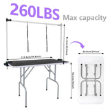 LEIBOU 45'' Professional Foldable Heavy Duty Dog Pet Grooming Table with H-Shape Arm & Noose, Maximum Capacity Up to 260lbs, Black LEIBOU
