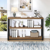 EXCEFUR Industrial Metal & Wood Console Tables for Living Room, Entryway Table with 3 Tier Storage Shelves, Sofa Hallway Table Behind Couch, Rustic Brown, 47 Inch EXCEFUR