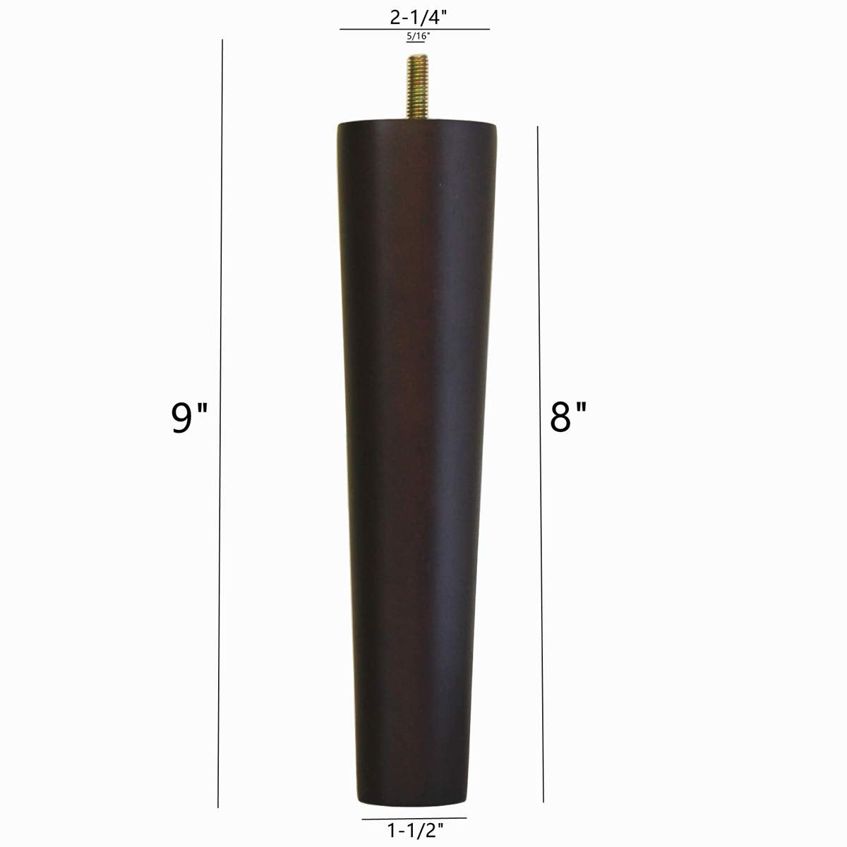 WEICHUAN Round Solid Wood Dark Walnut Finish Replacement Sofa Couch Chair Ottoman Loveseat Coffee Table Cabinet Furniture Wood Legs Wood Furniture Legs(8" Set of 4) WEICHUAN