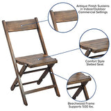 Flash Furniture Natalie Slatted Wood Folding Special Event Chair - Antique Black, Set of 4 Flash Furniture