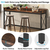 Tribesigns Sofa Table with Outlets and USB Ports, 70.9 inch Extra Long Console Table Behind Couch with Charging Station, Industrial Narrow Entryway Hallway Accent Table for Living Room Tribesigns