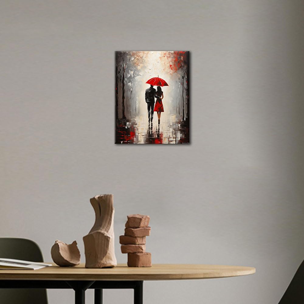 Paint by Numbers for Adults, Adult Paint by Number Kits - Romantic Couple Walking in Rain Under Umbrella, Serene Rainy Street Scene Painting Kit for Beginners - 16x20 Inch TUMOVO