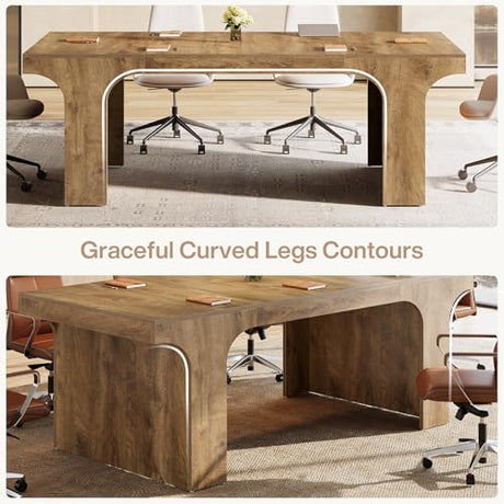 Tribesigns 70.87" W x 31.5" D Executive Conference Table for 6-8, Large Office Meeting Table, Simple Computer Writing Desk Workstation for Meeting Room, Boardroom, Wood Grain Tribesigns