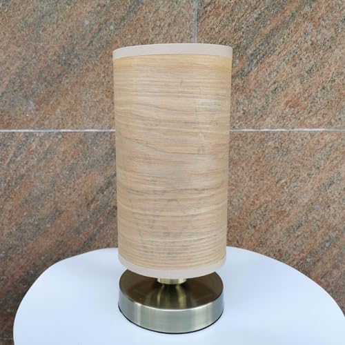 Bieye L10272 Birds in The Tree Wooden Style Table Lamp Night Light with Wood Lampshade Bronze Metal Base for Bedside Bedroom Living Room, Cylinder-Shaped (Bronze) Bieye