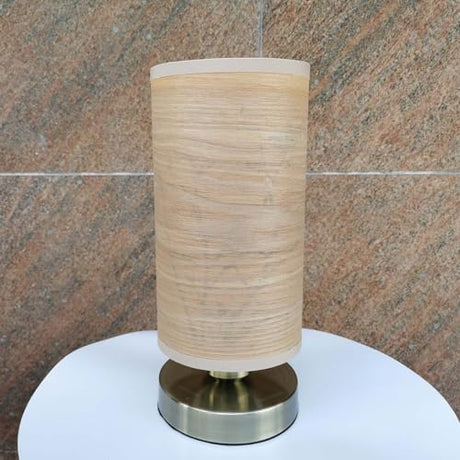 Bieye L10272 Birds in The Tree Wooden Style Table Lamp Night Light with Wood Lampshade Bronze Metal Base for Bedside Bedroom Living Room, Cylinder-Shaped (Bronze) Bieye