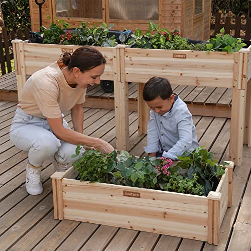 Agitree 2-Way Wood Raised Garden Bed with Detachable Legs, 47 * 23 * 31in, 1-Piece Spliceable Raised Planter Box, Outdoor Elevated Garden Bed for Vegetables Flowers Herb…