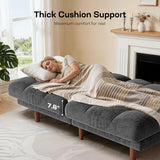 Marsail 65" Futon Sofa Bed, Convertible Small Recliner Sleeper Sofa Bed with Adjustable Backrest, Corduroy Loveseat Futon Couch for Small Apartments, Living Room Office, Guest Room (Grey) Marsail