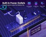 ODK 58 Inch Gaming Desk with USB Charging Ports and LED Lights, Reversible L Shaped Computer Desk with Storage Shelves & Monitor Stand, Corner Gamer Desk Table with Power Outlets, Black ODK