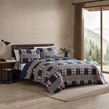 Eddie Bauer - Queen Quilt Set, Cotton Reversible Bedding with Matching Shams, Luxurious Bedding Set (Madrona Navy/Red, Queen) Eddie Bauer