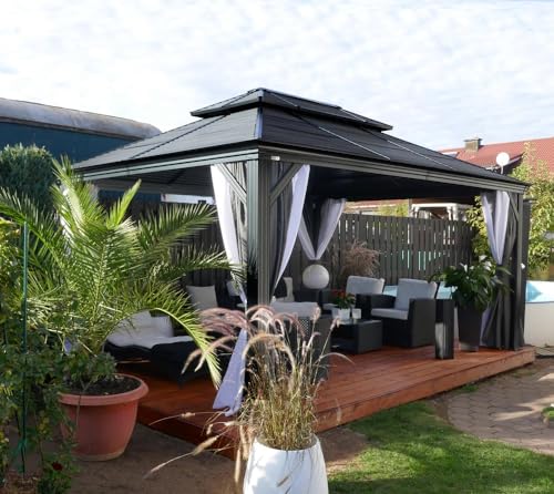 Sojag Outdoor 10' x 14' Mykonos Double Roof Hardtop Gazebo Outdoor Sun Shelter Sojag