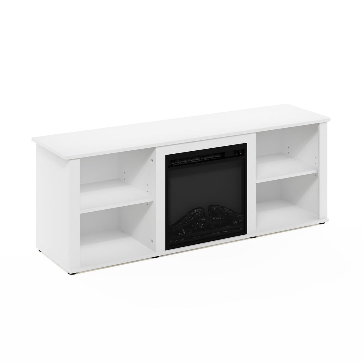 Furinno Classic 60 Inch TV Stand with Fireplace, Solid White Furinno