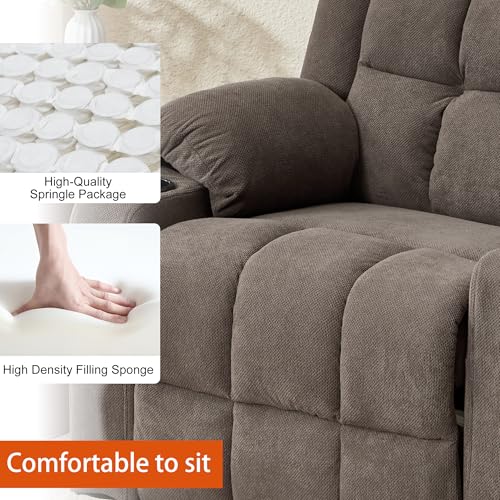 Ketaiyou Electric Power Lift Recliner Chair Sofa with Massage and Heat for Elderly, USB and Type-C Ports, Cup Holders, Infinite Position (Brown, Regular)
