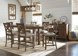 Signature Design by Ashley Moriville Rustic Farmhouse Counter Height Dining Extension Table, Separate Extension Leaves, Seats 8, Wood, 36" W x 86" D x 36" H, Brown Signature Design by Ashley