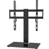 Universal TV Stand - Table Top TV Stand for 27-60 inch LCD LED TVs - 6 Level Height Adjustable TV Base Stand with Tempered Glass Base & Wire Management, VESA 400x400mm Hemudu