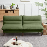 Portaforta 72" Convertible Futon Sofa Bed, Loveseat Sofa, Corduroy Folding Futon Set with Adjustable Backrest &Armrests, Recliner Lounge for Living Room, Apartment or Office, Solid Wood Frame, Green Portaforta