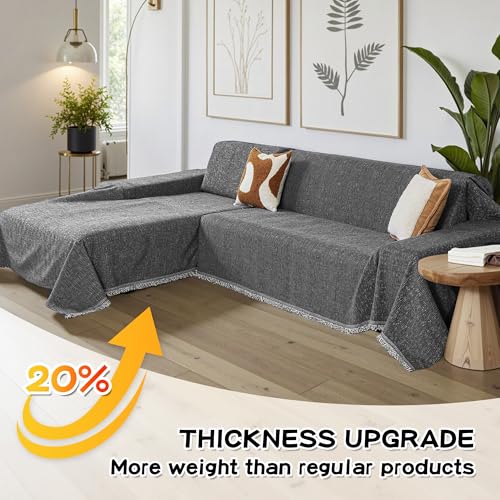 MYSKY HOME Couch Cover for Sectional Sofa, 2 Pieces Couch Covers for L Shape Sofa Cover, Furniture Protector for Pets, Kids, Sofa Slipcover for 2-3 Cushion Couch (71"x118"+71"x118", Dark Grey) MYSKY HOME