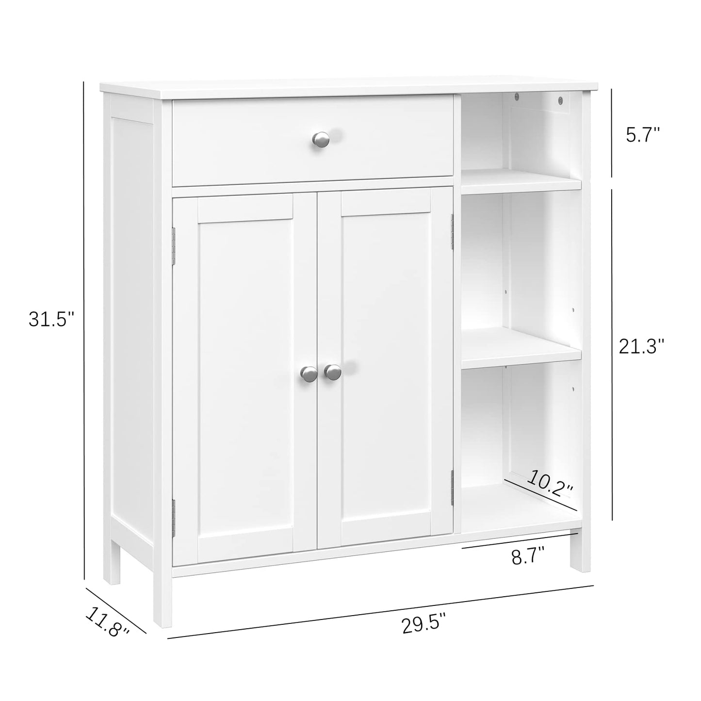 Irontar Bathroom Cabinet with Doors, Bathroom Floor Cabinet with Drawer & Adjustable Shelf, Kitchen Cupboard, Storage Cabinet for Living Room, Entryway, White CWG001W