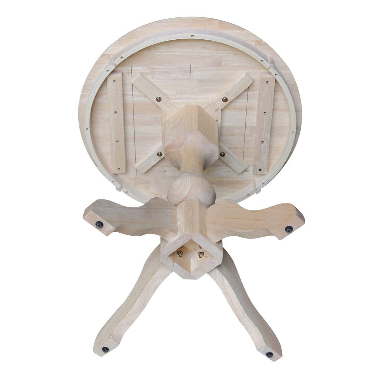 International Concepts 30" Round Top Pedestal Table - With 2 Cafe Chairs, Unfinished IC International Concepts