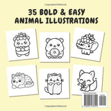 Animals Cute & Funny: Bold and Easy Coloring Book for Kids and Adults, 35 Relaxing Stress Relieving Designs (Bold and Easy Coloring Books) Lindesa