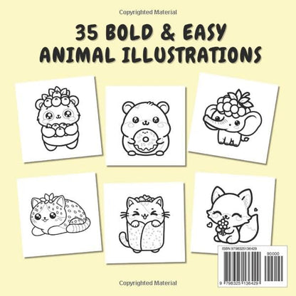 Animals Cute & Funny: Bold and Easy Coloring Book for Kids and Adults, 35 Relaxing Stress Relieving Designs (Bold and Easy Coloring Books)