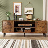 JUMMICO TV Stand for 65 Inch TV, Modern Entertainment Center with Storage Cabinet and Open Shelves, TV Console Table Media Cabinet for Living Room, Bedroom and Office (Rustic Brown) JUMMICO