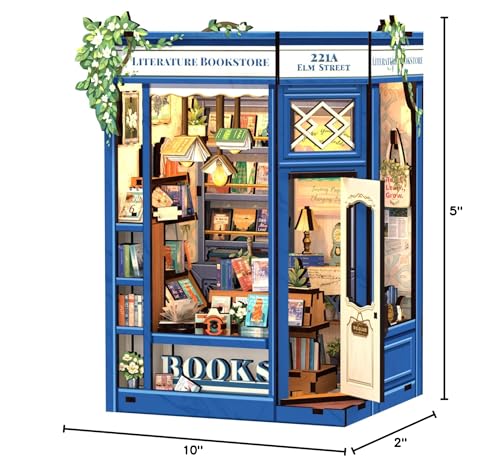 CUTEBEE Book Nook Kit - DIY Miniature House Dollhouse Kit for Adults and Teens, Booknook Tiny House Bookshelf Decor 3D Wooden Puzzle, Gifts for Family, Friends (Literature Bookstore)