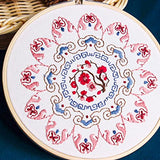 Whaline 4 Mandala Embroidery Starter Kit with Instruction Plum Blossom Chrysanthemum Orchid Lotus Needlepoint Cross Stitch Kit with Embroidery Hoop Threads Needle Scissors for Beginners DIY Craft