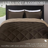 downluxe Full Size Comforter Set - Brown and Tan Full Comforter - Soft Bedding Sets for All Seasons -3- Piece Comforter Set Full with 2 Reversible Pillow Shams