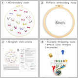 Crafmanoe Flowers Embroidery Kits for Beginners Adults, Hand Embroidery Starters Kits, Stamped Cross Stitch Kits DIY Needlepoint Kits for Beginners Adults, Embroidery Hoop, Thread and Video Tutorial