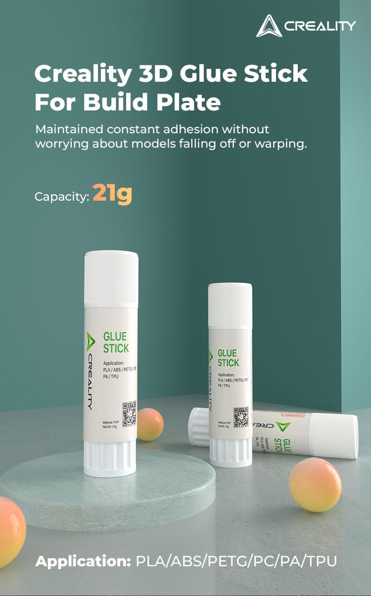 Creality Glue Stick for 3D Printer Build Plate 3Pcs, Maintained Constant Adhesion Prevents Warping, 3D Printer Bed Adhesive for PLA/ABS/PETG/PC/PA/TPU, 3D Print Tools/Accessories, 3D Print Glue, 21g Lokkr