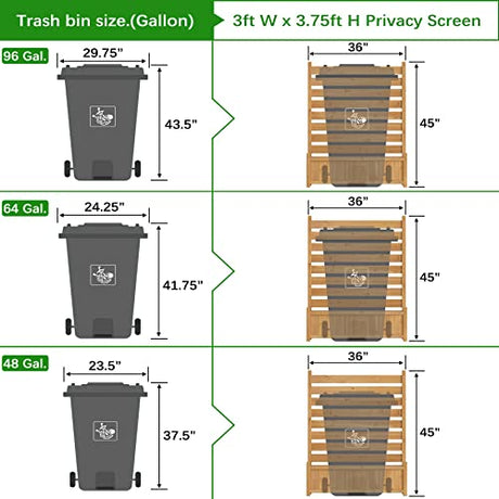 GDLF Air Conditioner Fence Outdoor Wood Privacy Screen with Planter Box for Trash Can Pool Equipment No-Dig Kit 36" W x 45" H （2 Panels） GDLF
