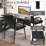 Elevon Waiting Room Chairs No Wheels Set of 4, Leather Stationary Office Reception Guest Chair with Padded Arms for Elderly Desk Conference Room Lobby Table Side Salon Elevon